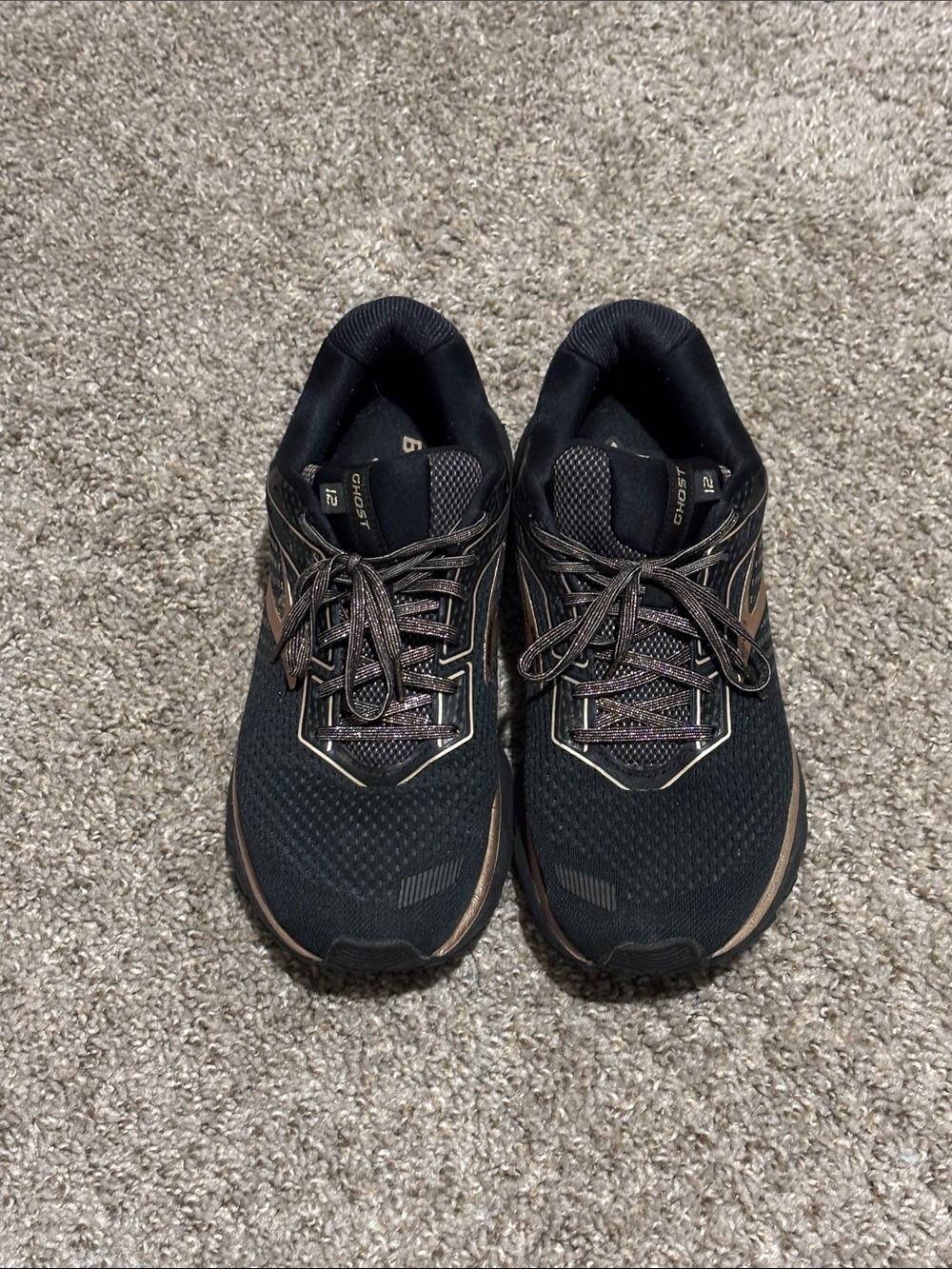 Brooks Women’s Sz 11.5 Black Running Shoes with Bronze Accents